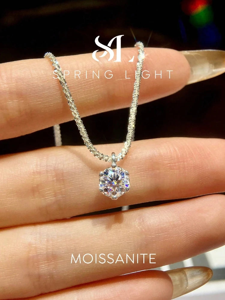 1ct Moissanite Diamond Cross Pendants Necklace for Women 925 Sterling Silver Christian Neck Chain Jewelry
