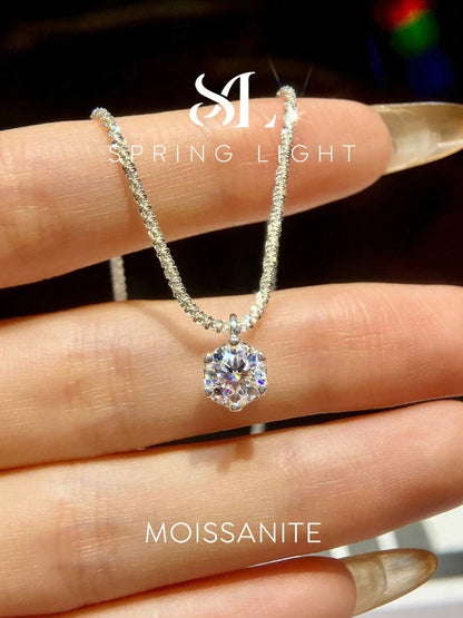 1ct Moissanite Diamond Cross Pendants Necklace for Women 925 Sterling Silver Christian Neck Chain Jewelry