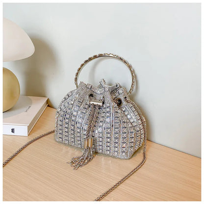 luxury Designer purses and handbags bags for women bucket clutch purse evening banquet bag Crystal rhinestone shoulder bag