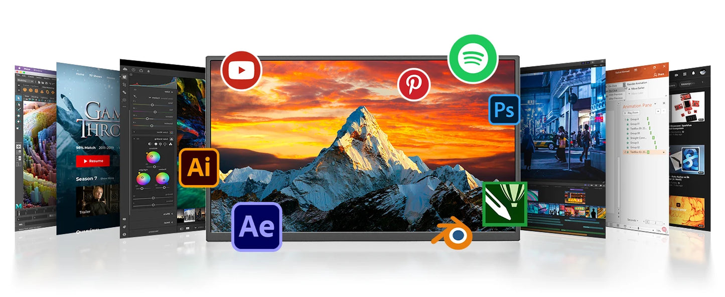 15.6inch Triple Screen Extender For Laptops 1080P FHD IPS Portable Dual External Monitors For Macbook Windows Extension 13-17"