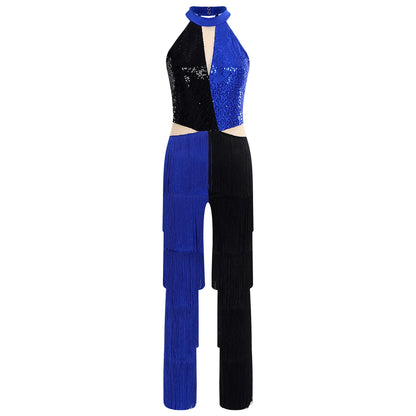 70s 80s Disco Costume Women's Streetwear Jumpsuit Shiny Clubwear Flared Long Pants Rompers Flares Metallic Hippie Party Outfit