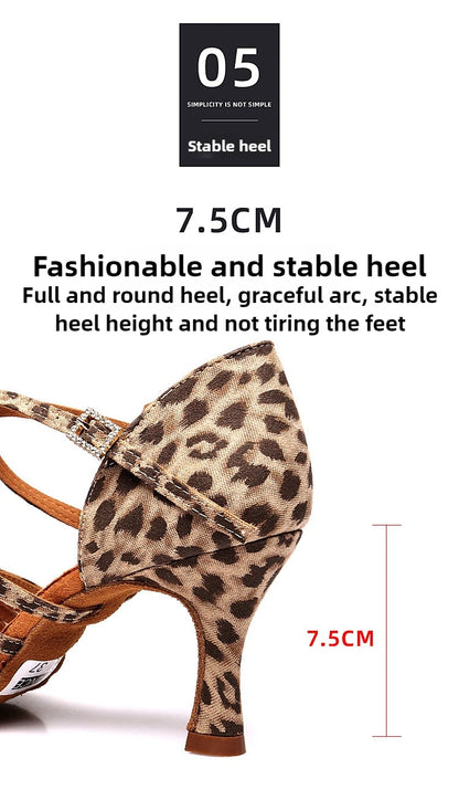 UK Latin Dance Shoes Women's Genuine Leather Flexible Sole Professional Competition Ballroom Practice Shoes