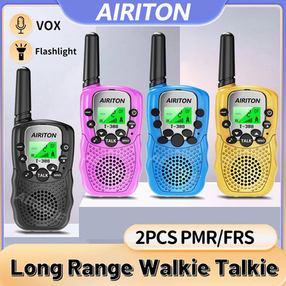 2PCS AIRITON T-388 Kids Walkie Talkie Children 3 Mile Range Two Way Receiver Electronic Radio Flashlight Children Gift for Kid