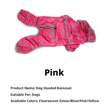Reflective Dog Raincoat with Clear Hood, Waterproof 4-Legged Pet Rain Jacket for Small Medium Dogs