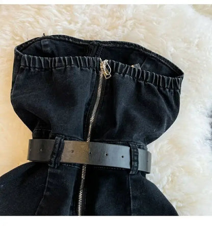 Summer Rompers Women Jeans Jumpsuit off shoulder 2022 Loose Casual Denim Rompers Womens Jumpsuits Wide Leg Casual Denim Overalls