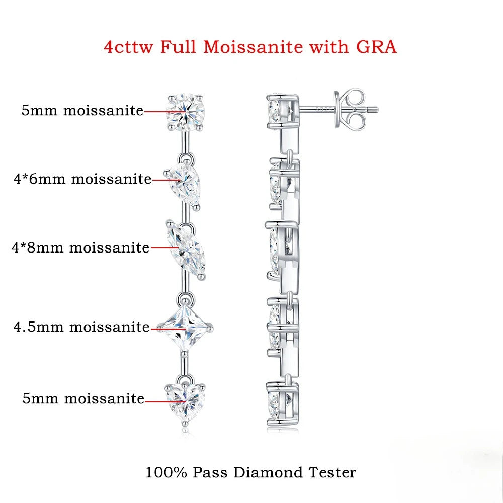 Certified Mixed Moissanite Tennis Necklace for Women S925 Silver Oval Pear Marquise Asscher Cut Full Lab Diamond Choker Jewelry