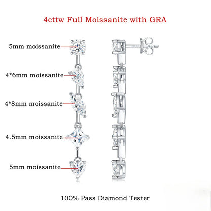 Certified Mixed Moissanite Tennis Necklace for Women S925 Silver Oval Pear Marquise Asscher Cut Full Lab Diamond Choker Jewelry