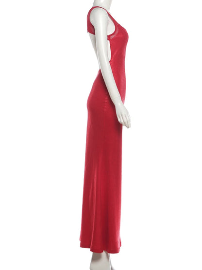 Nibber Low-Neck print Stretch Backless Sequin Dress Women Sexy Sleeveless Skinny Elegant Fashion Party chic Club Maxi Bodycon