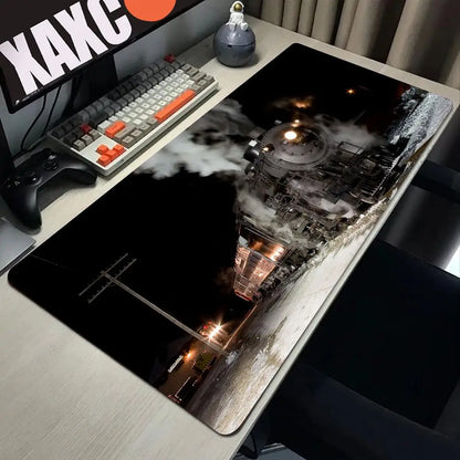 Retro Train Mouse Pad Large Gaming Mousepad PC Gamer Computer Office Mouse Mat Silicone Keyboard Mat Desk Pad Laptop Mausepad