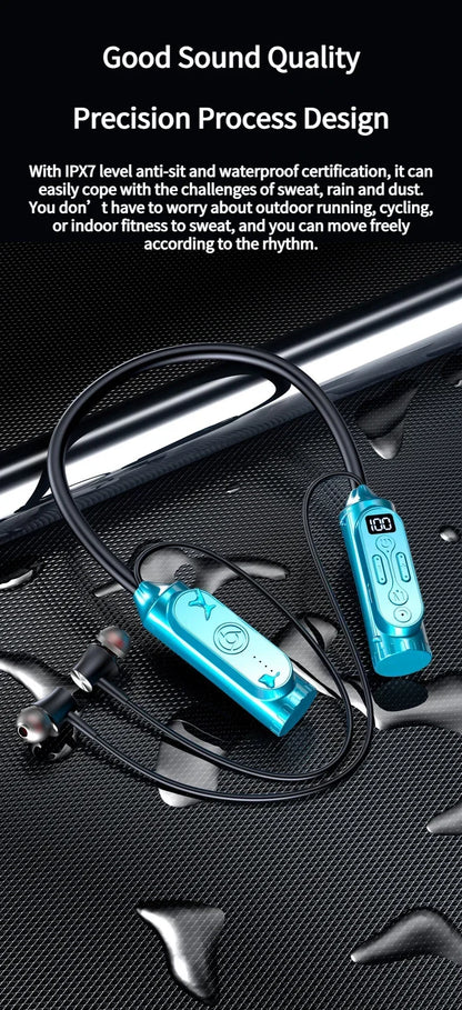 Earphones 12000mAh In-ear/Semi-in-ear Bluetooth Headset Magnetic Switch Pause Play Neck Hanging Dual Device Connection Earbuds
