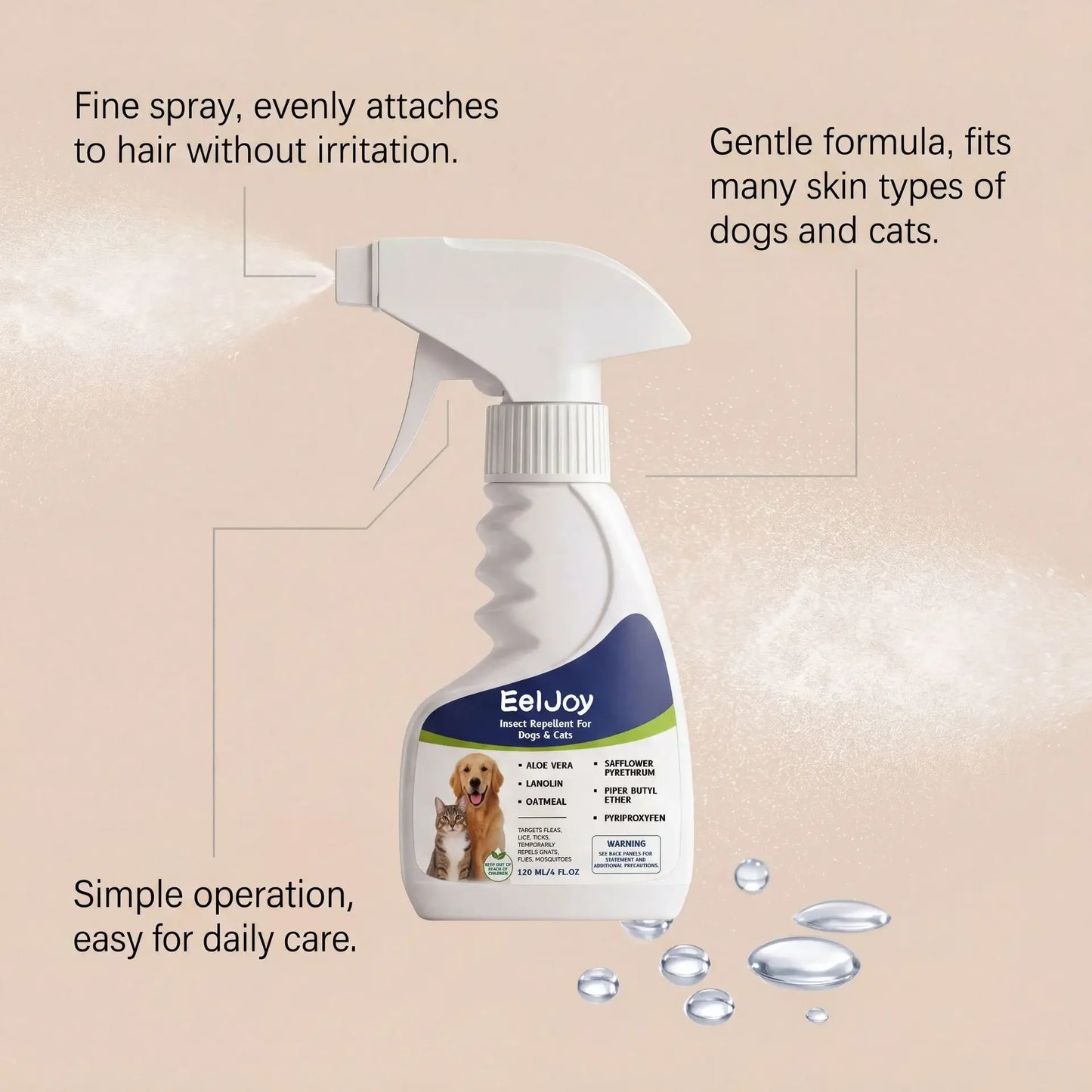 Pet Flea Tick Repellent For Dogs Cats Daily Pest Control Soothing Gentle Care External Parasite Treatment Pet Supplies