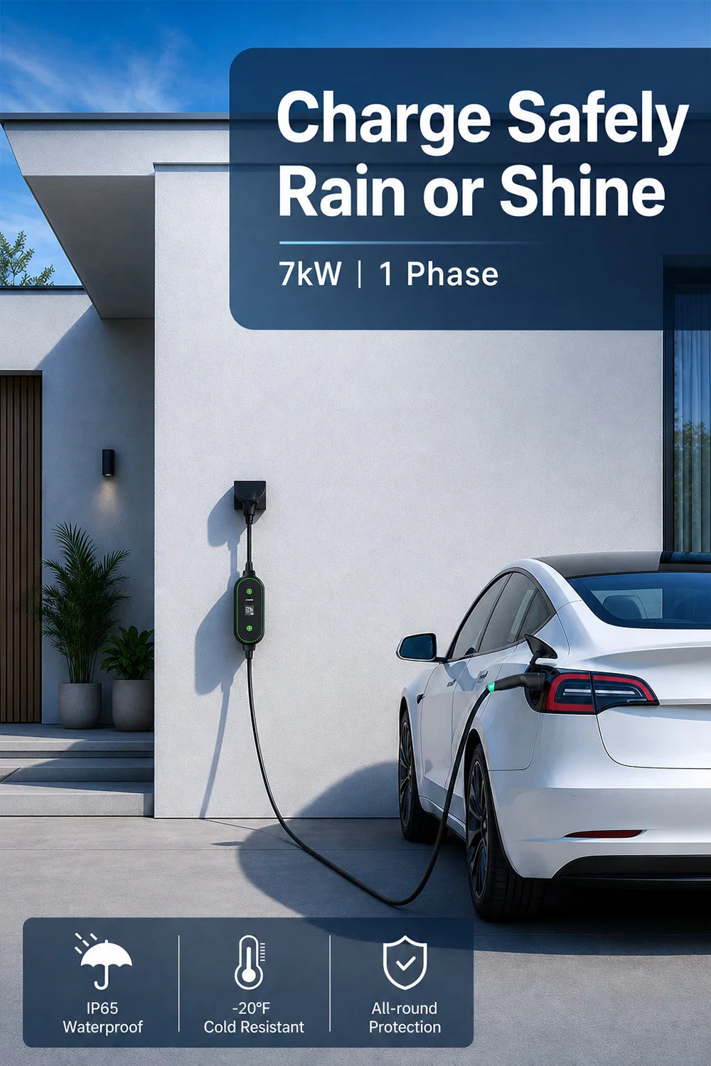 EVESLink 7KW Type2 Portable Electric Vehicle Charging GBT 32A 1Phase Car Fast Charger with 5M Cable for EV Cars