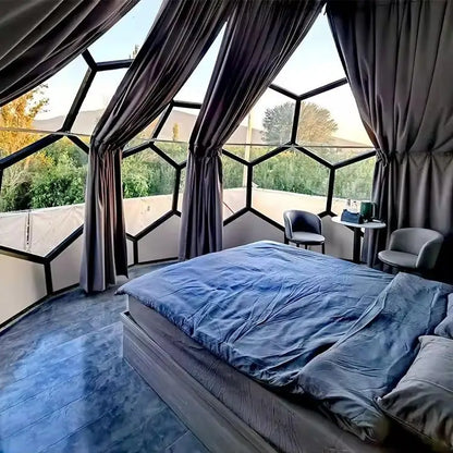 Modern Geodesic Glass Panoramic Dome Shelter Four-Season Waterproof Design for Glamping Resorts Stargazing Eco Tourism