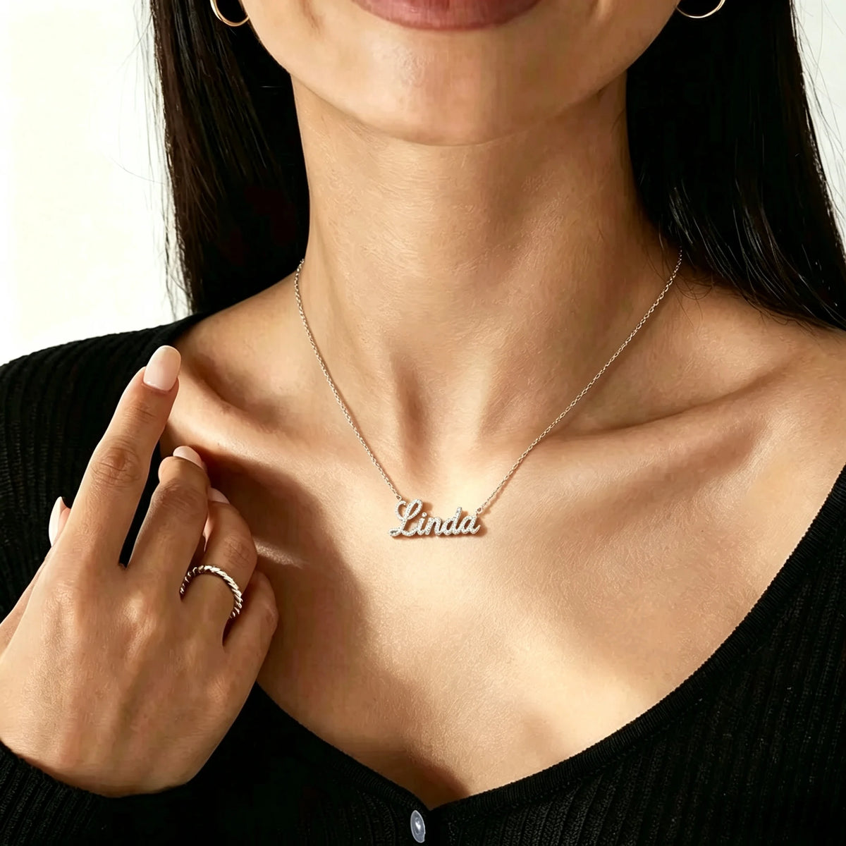 Luna 925 Sterling Silver Moissanite Custom Name Necklace Full Pave Elegant Script Design Fine jewelry 2026 Trend Gift For Women