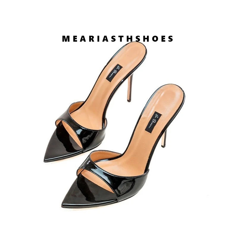Super-high Heel Slippers Women Shoes Summer Peep Toe Mixed Colors Stiletto Sandals Sexy Party Ladies Shoes Luxury Woman Pumps