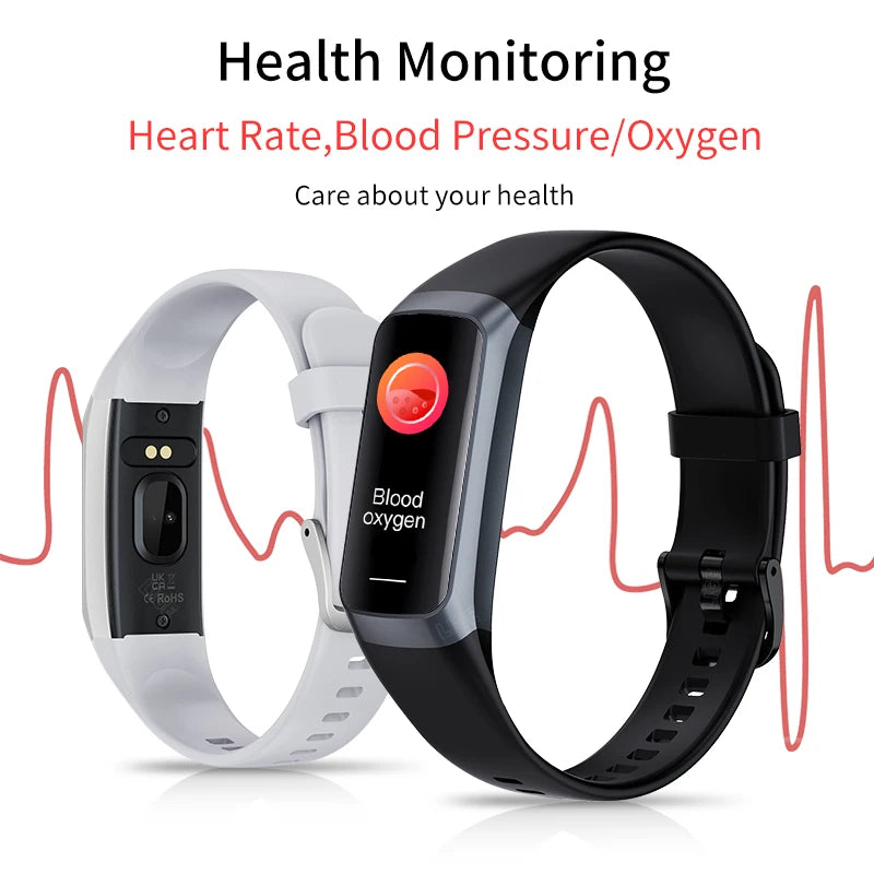 LIGE 1.1 Inch Amoled Heart Rate Monitor Smart Bracelet Wristband Slim Smart Watch Men Women Waterproof  Fitness Tracker Band