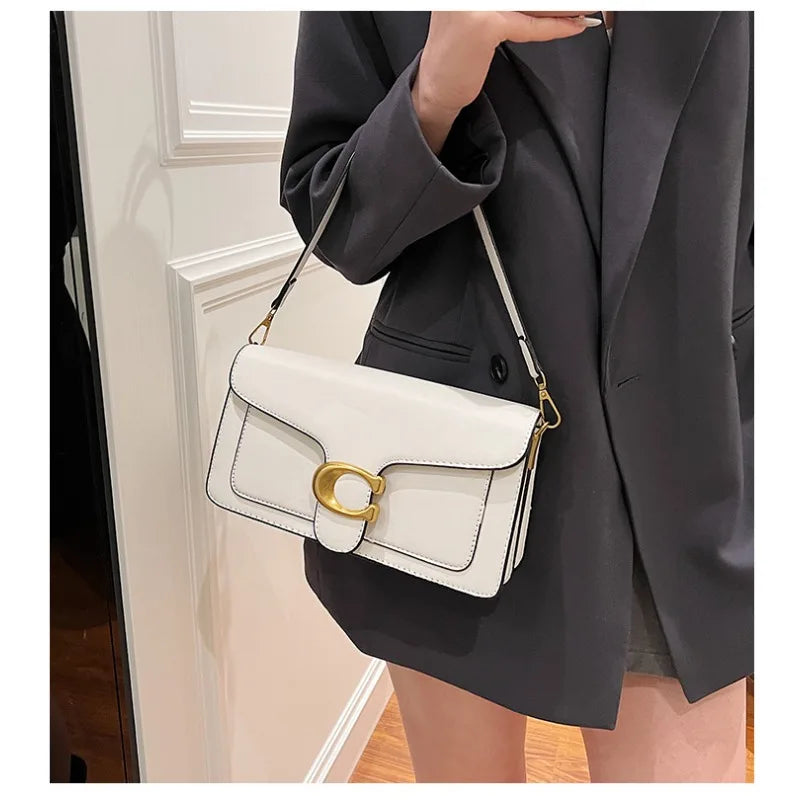 26 New Niche Bag Women's Premium Texture Solid Color Simple and Versatile Small Square & Commuter Multi-Compartment Shoulder Bag