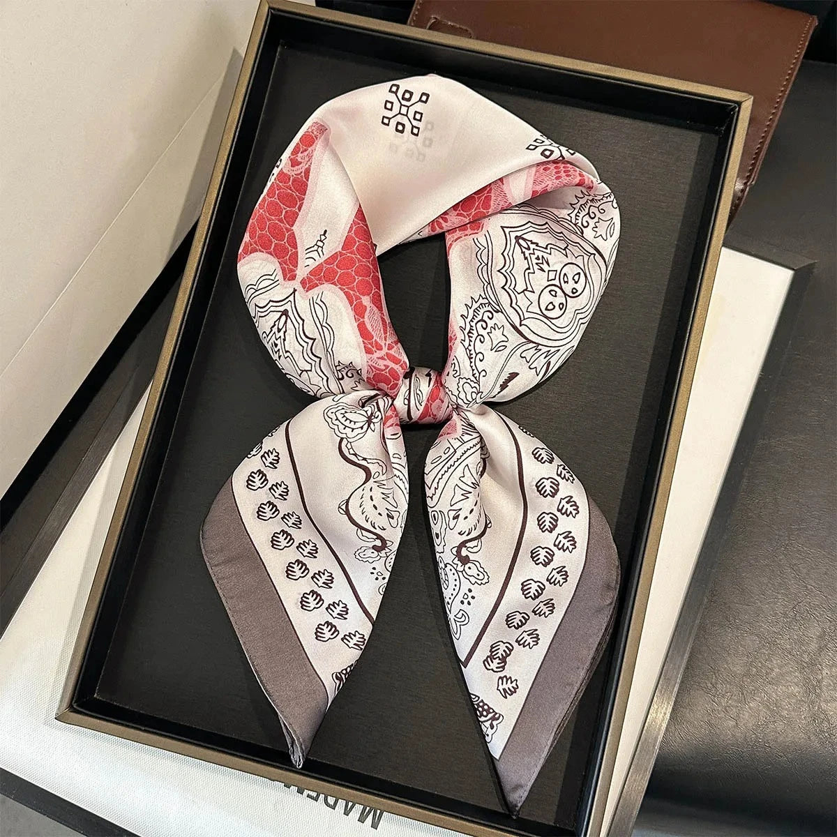 2025 New Paisley Print Silk Scarf for Women Square Hijab Soft Neck Tie Female Fashion Decoration Silk Headscarf 70*70cm Kerchief
