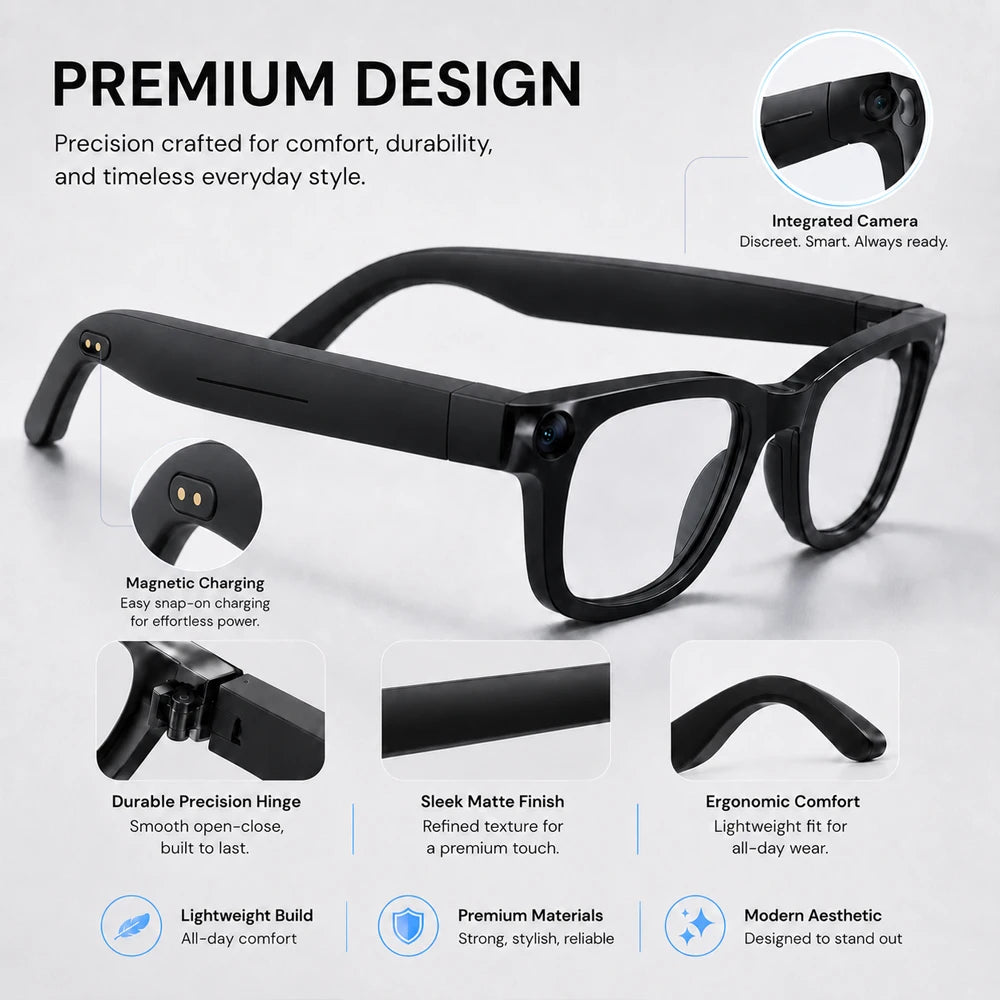 2026 Smart Glasses With AI Voice Assistant AI Voice Wake Up AI Photo Recognition New Intelligent Q&A Interactive Eyewear