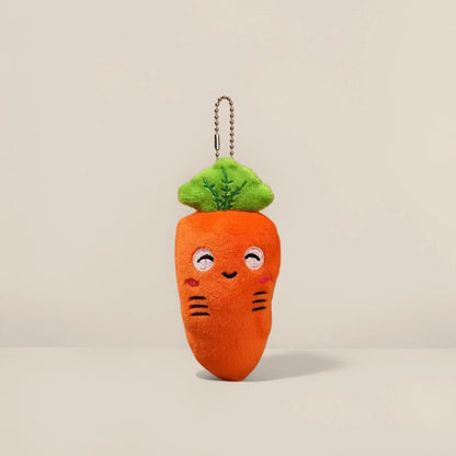 Cartoon Cute Fruit and Vegetable Plush Series Keychain Toy Peach Pear Cherry Doll Smiling Face Fruit Decoration Pet Gift