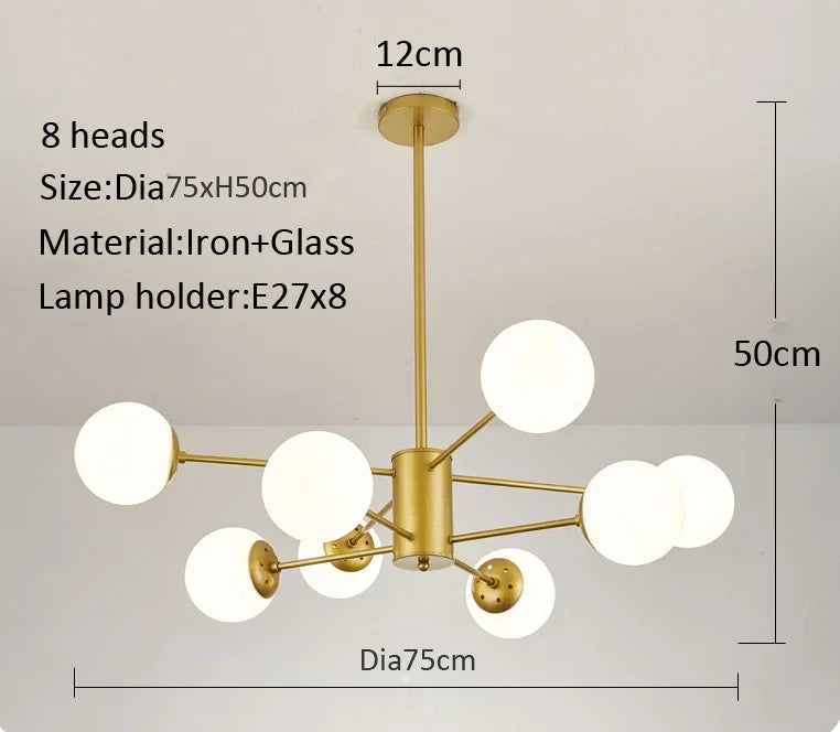 Modern Lustrous Glass Chandelier Ceiling Light Elegant Indoor Lighting for Living Room Dining Room - Luxury Room Decoration