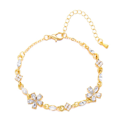 Elegant Crystal Flowers Bracelets For Women Girls Y2K Sweet Sparkling Zircon Floral Plant Chain Bracelet Luxury Wedding Jewelry