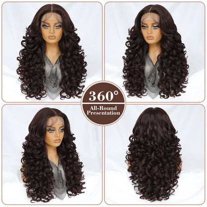 Latisha 13X6 HD 13X5X1 Synthetic Lace Front Wigs Curly Pre Plucked Lace Frontal Wig with Bangs for Women Highlight with Babyhair