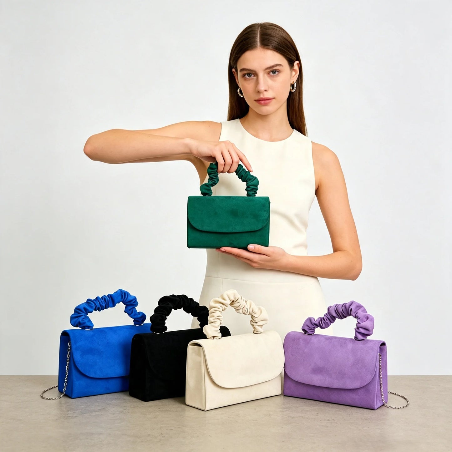 Women's Evening Bag, Faux Suede Solid Color Evening Dress Handbag, Suitable for Business, Commuting, Portable Makeup Bag, Wallet, Ideal for Prom, Parties, Weddings, and Holiday Gatherings