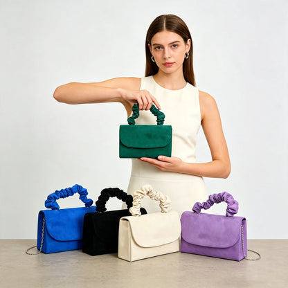 Women's Evening Bag, Faux Suede Solid Color Evening Dress Handbag, Suitable for Business, Commuting, Portable Makeup Bag, Wallet, Ideal for Prom, Parties, Weddings, and Holiday Gatherings