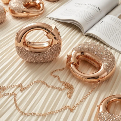 Mini Golden Evening Bag Purses and Handbags Luxury Designer Shoulder Bags Diamond Party Wedding Round Acrylic Clutch Purse Ins