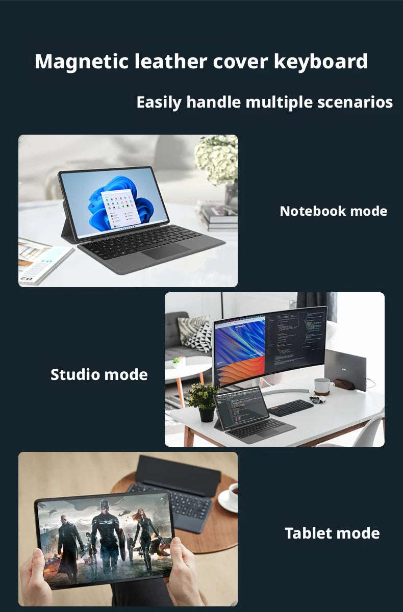2026 New Pad v12Pro 2-in-1 Laptop Tablet 11.9" 12th Intel CPU N95 DDR5 FHD 2000*1200 16:9 3850mAh Windows 11 Mini Notebook