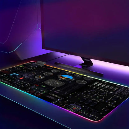 RGB Desk Mat Aviation Theme Mouse Pad Large Rubber Anti-slip Aircraft Dashboard HYBXAXC Office and Gamr Keyboard Mats Decor Mat