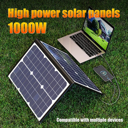 1000W Foldable Solar Panel Charger Kit Complete Solar Power Station 18V Generator Charger for Car Boat Caravan Camping Outdoor