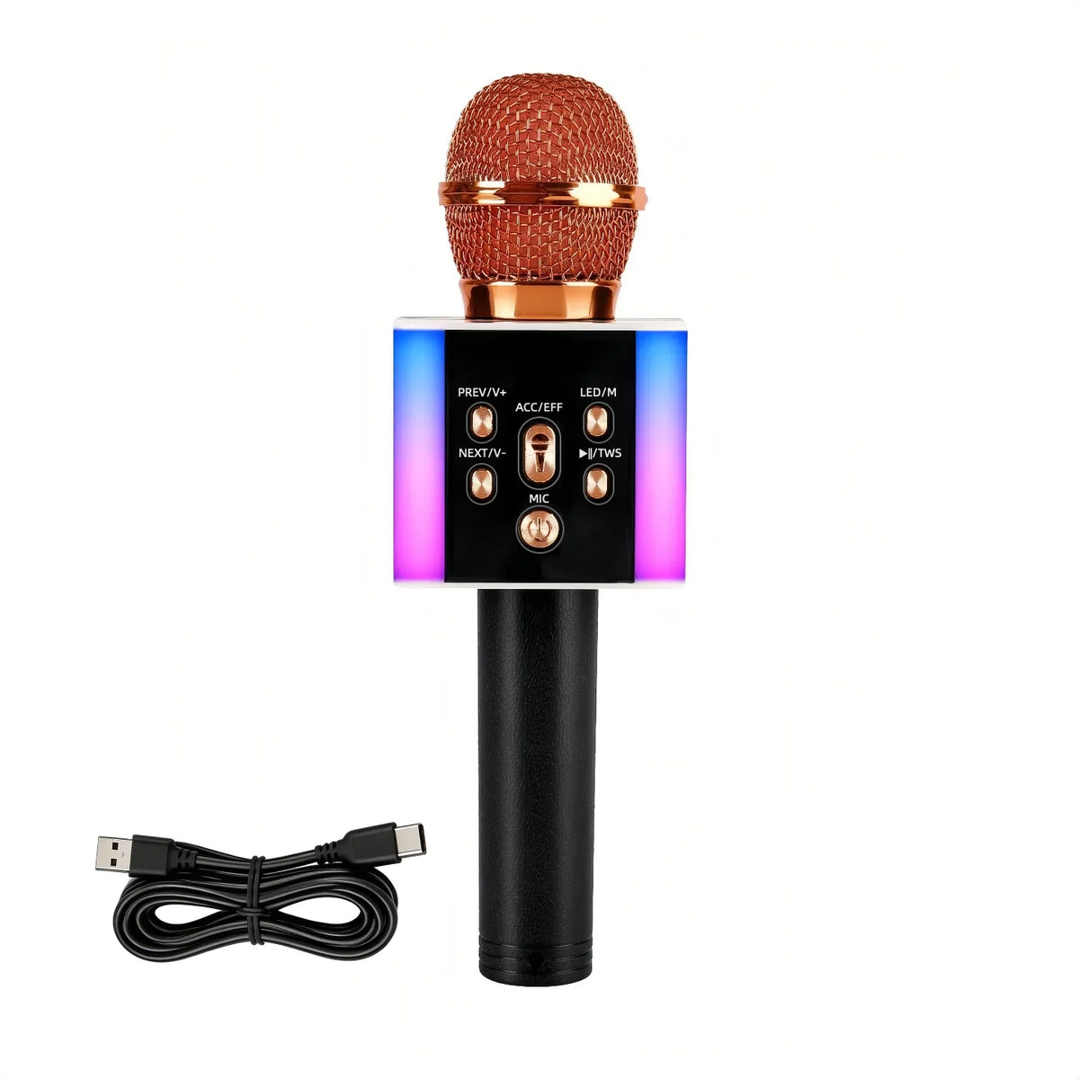 Wireless Karaoke Microphone Bluetooth Speaker LED Light Portable Singing Mic with Voice Changer for Kids Adults Party Outdoor Birthday Gift Car Travel Home KTV Rechargeable Handheld Karaoke Machine Christmas Present Fun Toy C