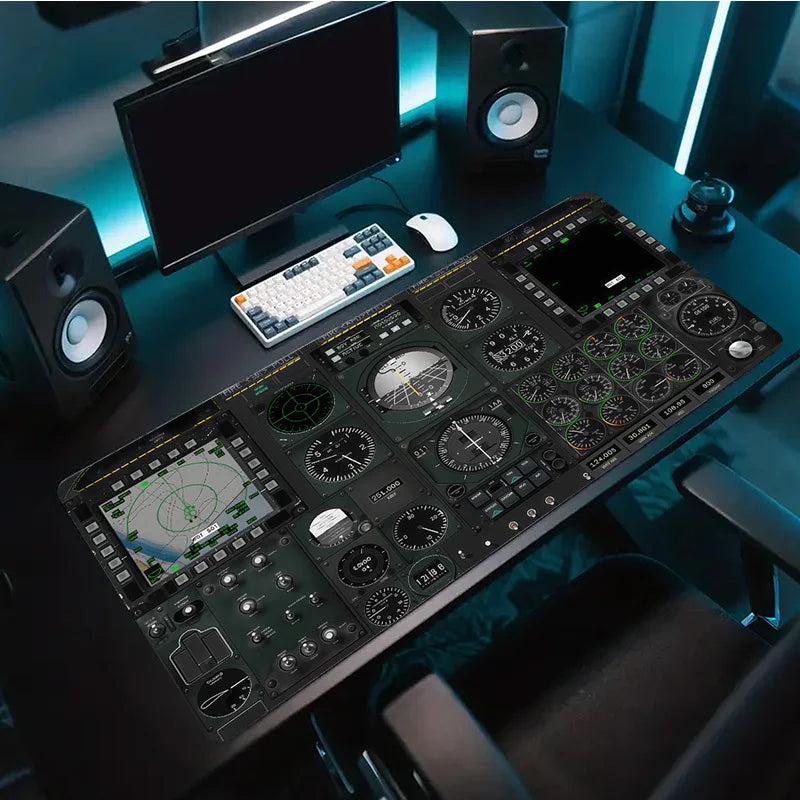 900x400 Flight Simulator Cockpit Mouse Pad, Non-Slip Stitched Edge Rubber Mat, Ideal Desk Pad for Gaming Office Computer Desktop