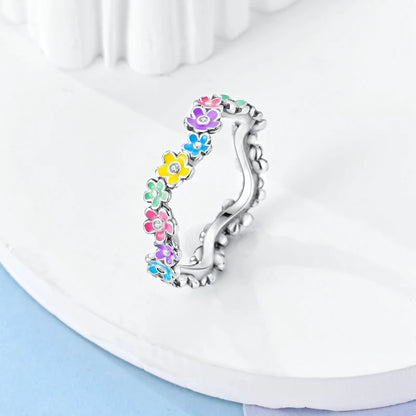 Original 925 Sterling Silver Ring Colorful Diamonds Cubic Zircon Finger Ring For Women Jewelry Wedding Engagement Birthday Gift