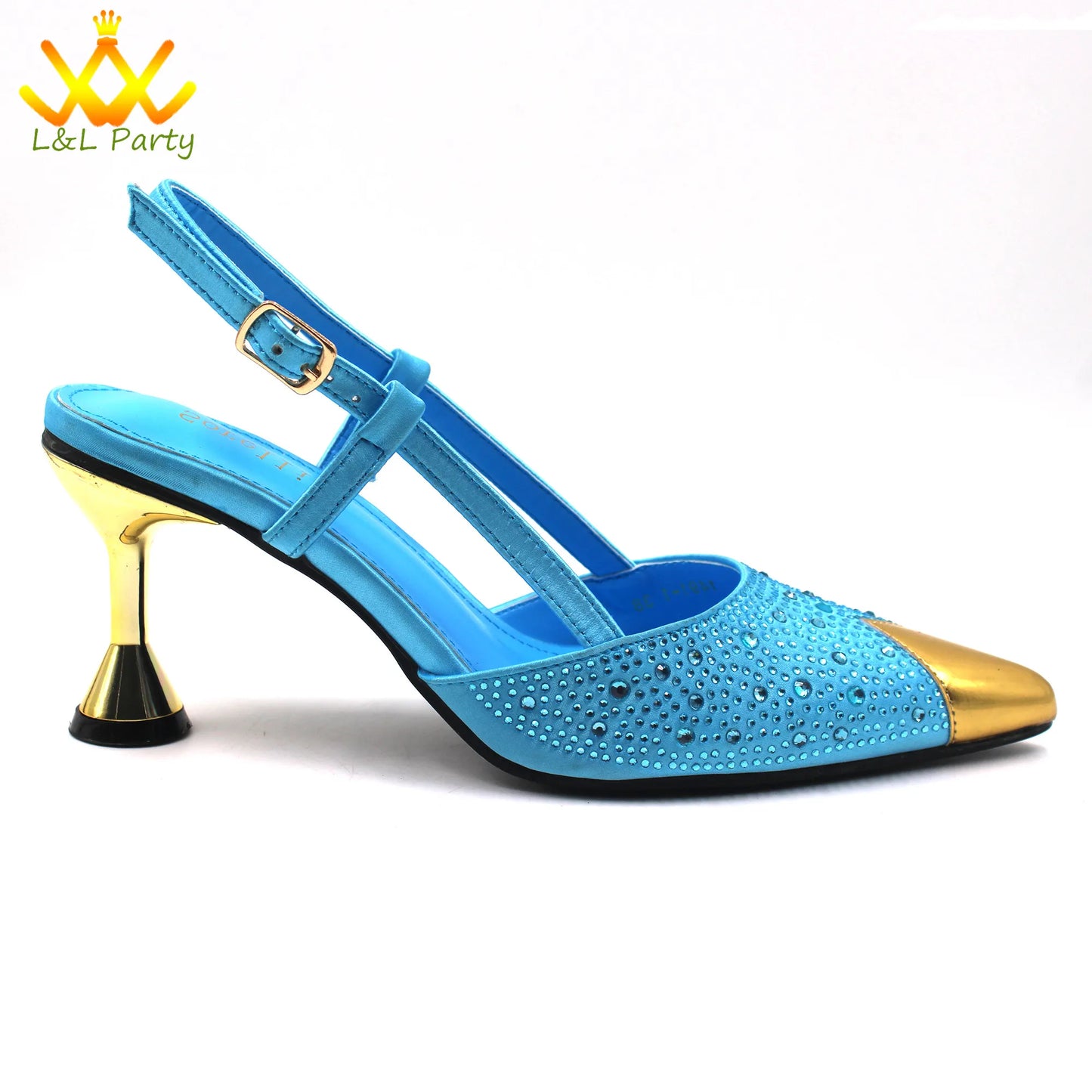 Sky Blue Color High Quality New Arrivals 2024 Italian Desing African Women Shoes and Bag Set Sweet Style Super Heels for Wedding