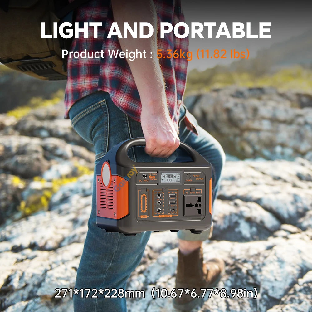 Gaiaray 300W 500W 460.8Wh Portable Power Station Solar Generator AC 110V Emergency Power Plant Power Bank for Home Camping RV