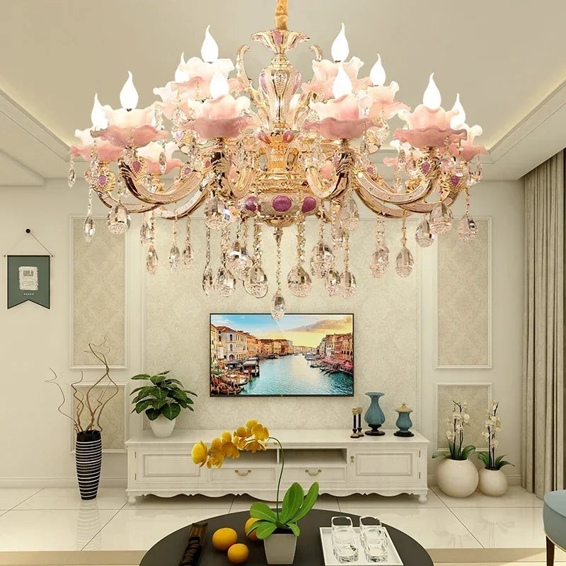 Zinc Alloy Crystal Chandelier Modern Living Room Decoration  Lighting European Restaurant Bedroom Candle  Lamps