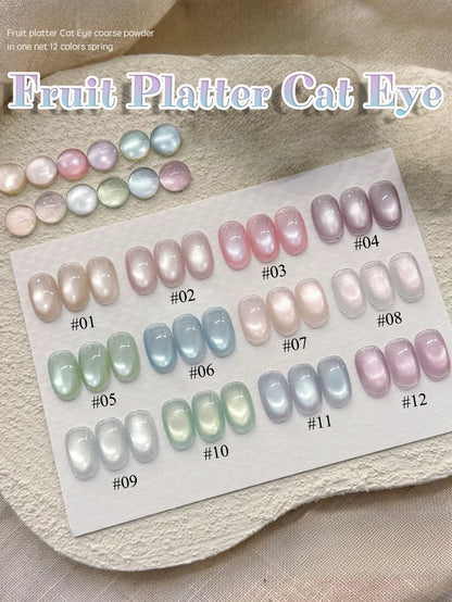 1-24pcs WS Romantic Purple Cat Eye Gel Nail Polish New Style Super Flash Versatile Whitening Purple Glass Bead Cat Nail Salon