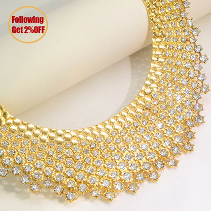 GZJPEI Shiny White Zircon Jewelry Set For Women Italy Nigeria Wedding Jewellery 18K Gold Plated Mother's Day Gift On Sale ﻿