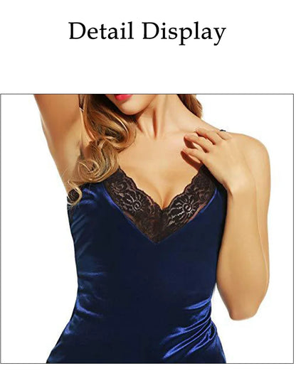 Women Lace Pajamas Nightclothes Black M L XL Sexy Ice Silky Smooth Cool Low Cut V Neck Deep V Short Jumpsuit for Women