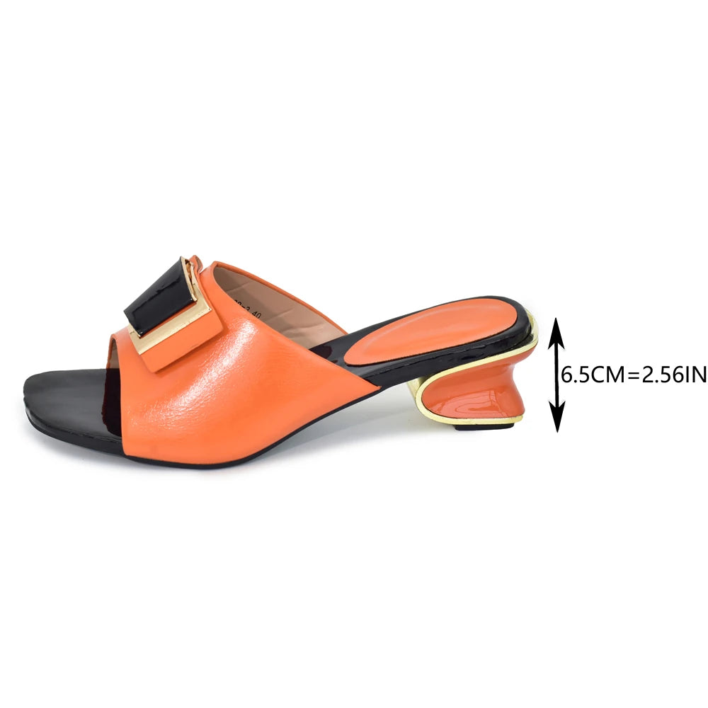 New Fashion Orange Color Wedding Shoes for Women Simple Party Prom Summer Sandals Italian High Heels Autumn Slipper for Wedding
