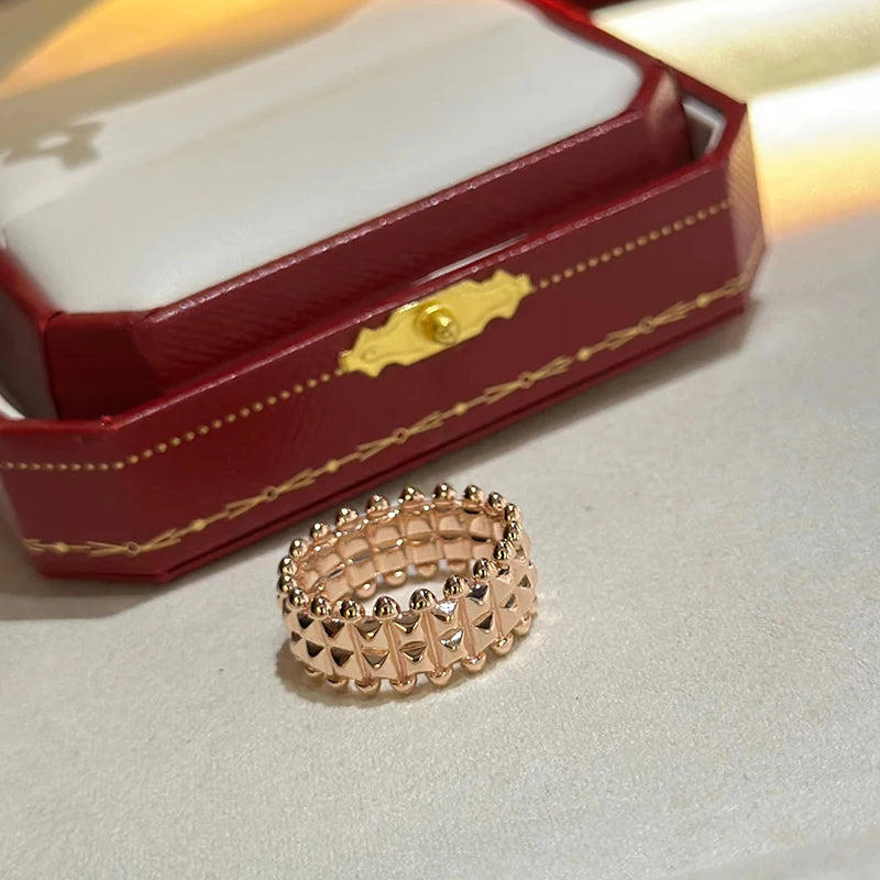 S925 Silver With Rose Gold Wide Rivet Ring Men Women's Classic Design Temperament Fashion Brand Party Luxury Jewelry