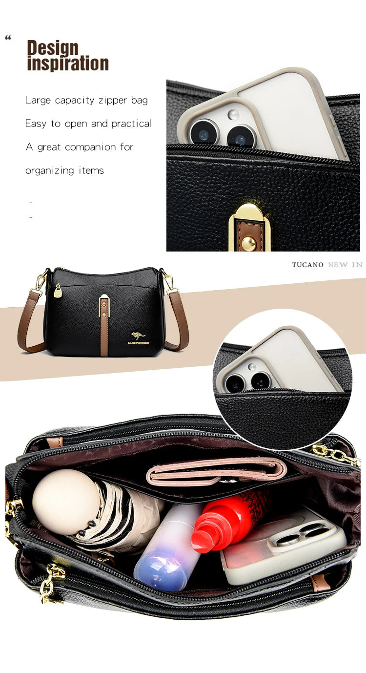 Genuine High Quality Soft Leather Women's Handbag Trend Designer Female Crossbody Bag Casual Shoulder Messenger Handbags 2025