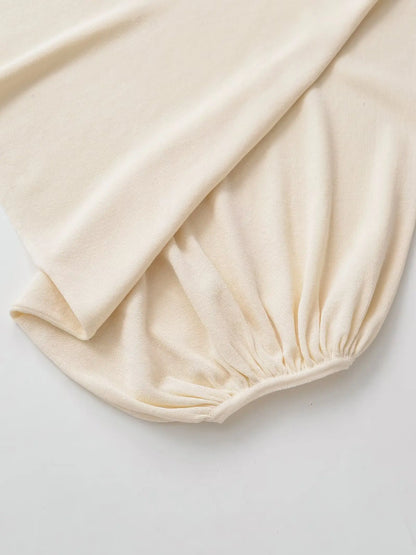 TFAFXY 2026 Spring Casual Women Knit Solid Long Sleeve Chic Beige Bat Sleeve Loose Fashion Sweater