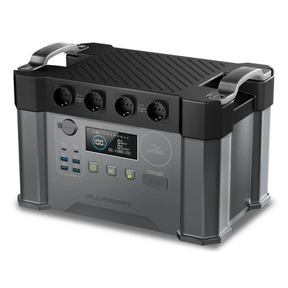 ALLPOWERS Solar Generator 2400W Battery Charger,110V/230V Pure Sine Wave AC Outlet With 2×100W Portable Solar Panel For Outdoors