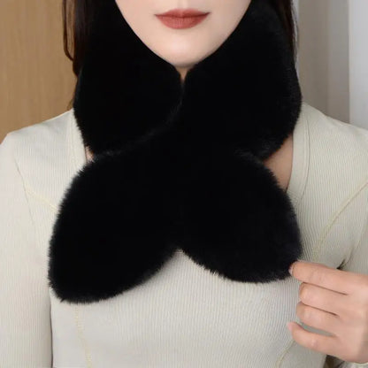 Winter Faux Rabbit Fur Scarf For Women Girls Scarf Soft Plush Scarves Solid Color Neck Collar Warmer Stuff Christmas Gifts