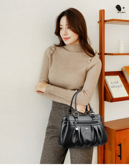 Three Layers Luxury Casual Tote Women Bag High Quality Leather Ladies Hand Bags for Women Big Shoulder Crossbody Bags Sac A Main