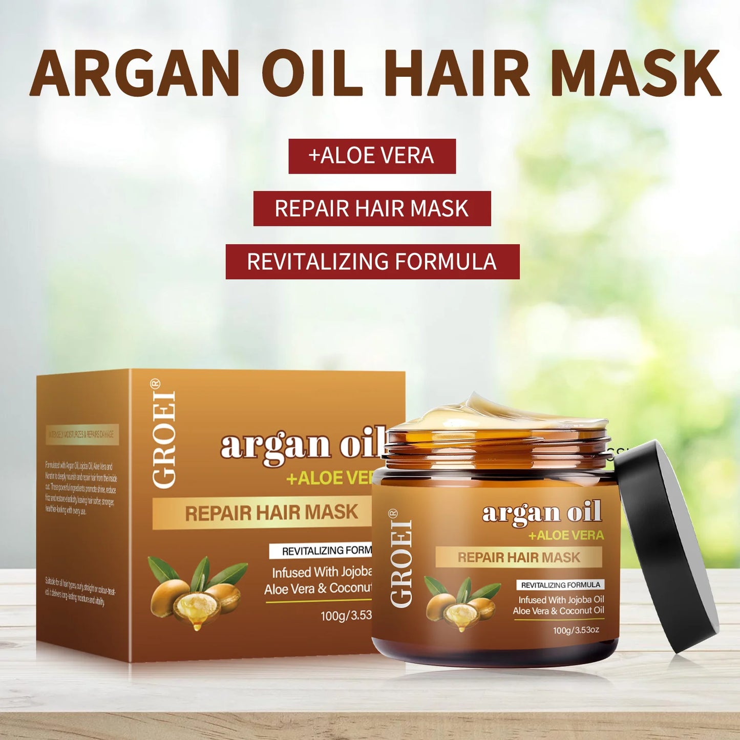 100G Argan Oil Hair Mask – Deep Repair and Hydration Treatment Restores Strength, Shine, and Elasticity for All Hair Types